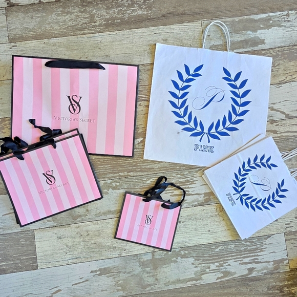 Lot of 12 Victoria ’s Secret Variety Size Paper Bags & Tissue Paper - Picture 1 of 8